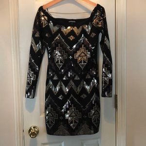 Black Sequin Dress (Long Sleeve)